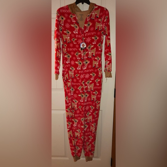 Rudolph the Red Nose Reindeer Pajamas super Minky union suit, NWT size XS - Picture 2 of 9